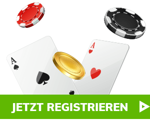 Spielkarten und Casino Chips mit Jetzt registrieren Button