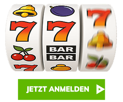 Spielautomaten Walzen mit Siebener Symbolen und Anmelden Button