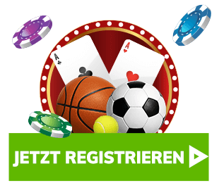 Casino und Sportwetten Symbole mit Registrierungsbutton bei Bahigo