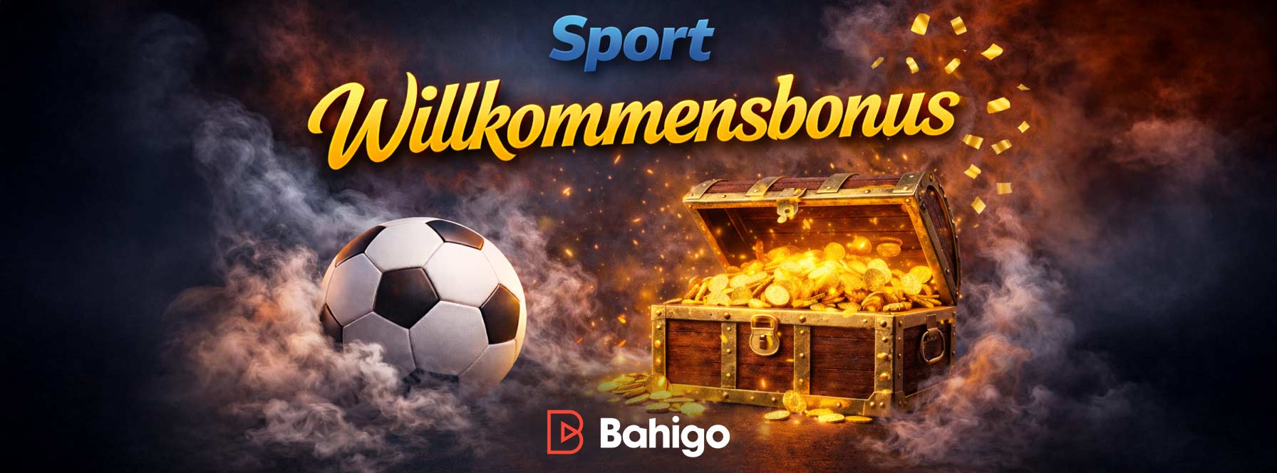 Sport Willkommensbonus bei Bahigo mit Fussball und Bonus Schatztruhe